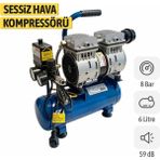 Badem10 Yağsız FACEWS06 Sessiz Kompakt Kolay Taşınabilir Tekerleksiz Hava Kompresörü 6 Litre