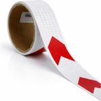 Badem10 Yapışkanlı 7.5 cm ( 1 Metre ) Kırmızı Beyaz Petekli Ok Yönlendirme Reflektörlü Reflektif Şerit Bant - Kırmızı - Beyaz