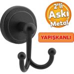 Badem10 Yapışkanlı Banyo Havluluk Bornoz Askısı Tutacağı Asacağı Asma Aparatı Metal Siyah Askılık Askılığı