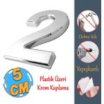 Badem10 Yapışkanlı Kapı Numarası Küçük Boy 50 mm 5 cm Numara 2 Rakam Iki Sayısı Krom Renk Numaralar 1 Adet