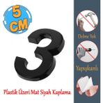 Badem10 Yapışkanlı Kapı Numarası Küçük Boy 50 mm 5 cm Numara 3 Rakam Üç Sayısı Siyah Renk Numaralar 1 Adet