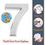 Badem10 Yapışkanlı Kapı Numarası Küçük Boy 50 mm 5 cm Numara 7 Rakam Yedi Sayısı Krom Renk Numaralar 1 Adet