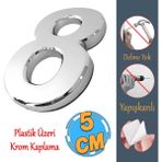 Badem10 Yapışkanlı Kapı Numarası Küçük Boy 50 mm 5 cm Numara 8 Rakam Sekiz Sayı Krom Renk Numaralar 1 Adet