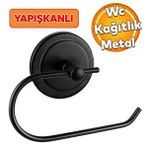 Badem10 Yapışkanlı Tuvalet Kağıtlık Aparat Açık WC Kağıt Standı Bez Havluluk Paslanmaz Metal Sağlam Siyah Renk