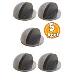 Badem10 Yapışkanlı Yarımay Kapı Kolu Stoperi Tamponu Stop Metal Durdurucu Tutucu Tutacağı Inox 5 Adet