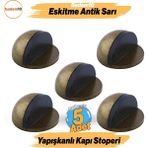 Badem10 Yarımay 5 Adet Eskitme Antik Sarı Kapı Stoperi Tamponu Metal Kapı Altı Kolu Stopu Durdurucu Tutucu
