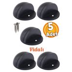 Badem10 Yarımay Kapı Mat Siyah 5 Adet Vidalı Metal Kapı Stopu Durdurucu Tutucu