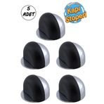 Badem10 Yarımay Kapı Stoperi Tamponu 5 Adet Vidalı Metal Ağır Kapı Stopu Hızlı Durdurucu Tutucu Krom Gümüş