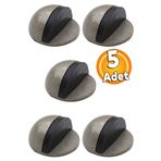 Badem10 Yarımay Yapışkanlı Kapı Kolu Stoperi Tamponu Stop Metal Durdurucu Tutucu Tutacağı Antik Gümüş 5 Adet