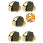 Badem10 Yarımay Yapışkanlı Kapı Kolu Stoperi Tamponu Stop Metal Durdurucu Tutucu Tutacağı Gold 5 Adet