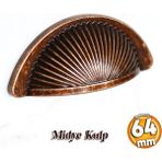 Badem10 Yelken Midye Tas Çanak 64MM Düğme Antikbakır Mobilya Mutfak Dolabı Çekmece Dolap Kulpları Kulpu Kulb