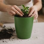 Badem10 Yeşil Kırılmaz Plastik Dekoratif Saksı (1 Adet) 15CM Orkide Çiçek Bitki Için Kırılmaz Balkon Saksısı - 15 cm