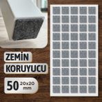 Badem10 Zemin Koruyucu Keçe 20X20 mm Yapışkanlı (50'li Paket) Masa Sandalye Mobilya Koltuk Ayak Keçesi Kare - 02 - Gri