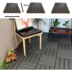 Bademler Halı Ahşap Görünümlü Plastik Karo Deck 30X30 Bahçe Havuz Kenarı Teras Cafe Restoran Zemin Kaplama 11 Adet - Gri