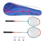 Badminton Raket Seti 2 Raketle Seti 3 Shuttlecocks Depolama Kutusu Ve Açık Hava Oyunları Eğitimi Ve Arka Bahçe Eğlencesi Için Çantası (Mavi Turuncu)