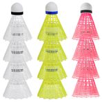 Badminton topları, 12 adet, naylon badminton topları, birinci sınıf badminton topları, yeni başlayanlar, aileler ve profesyoneller için ideal, açık hava, iç ve dış mekan spor aktiviteleri için