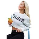 BADU STORE KADIN GİYİM PARİS CROP KAZAK Standart Beden Beyaz