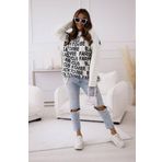BADU STORE KADIN GİYİM YAZI DETAYLI YUMOŞ KAZAK Standart Beden Beyaz