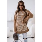 BADU STORE KADIN GİYİM YAZI DETAYLI YUMOŞ KAZAK Standart Beden Kahverengi
