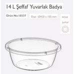 Badya Leğen, Yuvarlak, Şeffaf, 14 L