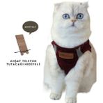 Baffhome Kedi Göğüs Tasması Kedi Gezdirme Tasması Kediler Için Özel Üretim Yeni Nesil (Tasma Dahil) - Bordo - 2 Small
