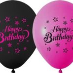 Bafix Balon 1+1 Pink Stars Baskılı 12" Pastel (100 Lü Paket)