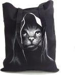 Bag Bar Kadın Omuz Bez Çanta Kedi Desenli - --Siyah