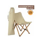 Bag The Joy Ahşap Kahverengi İskelet - Bej Kılıf Sandalye Bej
