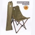 Bag The Joy Ahşap Katlanır Antrasit İskelet Haki Kamp ve Bahçe Sandalyesi
