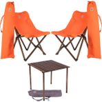 Bag The Joy Ahşap Katlanır Kamp Masa Sandalye Seti 50x50x50 cm | Çantalı | Antrasit – Turuncu