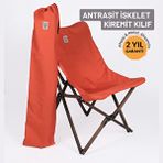 Bag The Joy Ahşap Katlanır Kamp ve Bahçe Sandalyesi – Antrasit Iskelet - Kiremit Kılıf