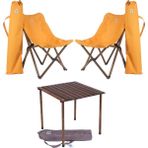 Bag The Joy Ahşap Katlanır Masa Sandalye Seti Antrasit - Hardal Kılıf 60X60X55 Antrasit Masa