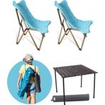 Bag The Joy Ahşap Katlanır Masa Sandalye Seti Antrasit Iskelet Turkuaz Kılıf 70x70x55 Antrasit Masa