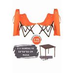 Bag The Joy Ahşap Katlanır Masa Sandalye Seti Antrasit Iskelet Turuncu Kılıf -50x50x50 Masa Antrasit - Turuncu