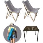 Bag The Joy Ahşap Katlanır Masa Sandalye Seti Antrasit - Koyu Gri Kılıf 60X60X55 Antrasit Masa