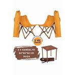 Bag The Joy Ahşap Katlanır Masa Sandalye Seti Kahverengi Iskelet Hardal Kılıf -50x50x50 Masa Kahverengi - Hardal