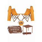Bag The Joy Ahşap Katlanır Masa Sandalye Seti Kahverengi Iskelet Hardal Kılıf -60x60x55 Masa Kahverengi - Hardal
