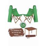 Bag The Joy Ahşap Katlanır Masa Sandalye Seti Kahverengi Iskelet Yeşil Kılıf -70x70x55 Masa Kahverengi - Yeşil
