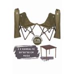 Bag The Joy Antrasit Haki Kılıf Sandalye ve 50x50x50 CM Antrasit Ahşap Katlanır Masa Seti