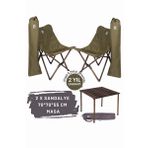 Bag The Joy Antrasit İskelet Haki Kılıf ve 70x70x55 CM Antrasit Masa Ahşap Katlanır Masa Sandalye Seti