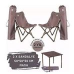 Bag The Joy Antrasit İskelet Koyu Gri Kılıf ve 50x50x50 cm Antrasit Masa Ahşap Katlanır Masa Sandalye Seti