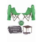 Bag The Joy Antrasit İskelet Yeşil Kılıf Sandalye ve 50x50x50 CM Kahverengi Ahşap Katlanır Masa Seti