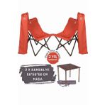 Bag The Joy Antrasit Kiremit Kılıf Sandalye ve 50x50x50 CM Antrasit Ahşap Katlanır Masa Seti