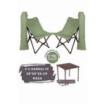 Bag The Joy Antrasit Su Yeşili Kılıf Sandalye ve 50x50x50 CM Antrasit Ahşap Katlanır Masa Seti