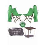 Bag The Joy Antrasit Yeşil Kılıf Sandalye ve 60x60x55 CM Kahverengi Ahşap Katlanır Masa Seti