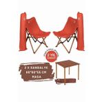 Bag The Joy Kahverengi Kiremit Kılıf Sandalye ve 60x60x55 CM Kahverengi Ahşap Katlanır Masa Seti