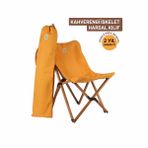 BAG THE JOY KATLANIR AHŞAP KAMP ve BAHÇE SANDALYESİ – KAHVERENGİ İSKELET – HARDAL KILIF