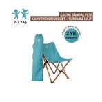 Bag The Joy Kids Ahşap Katlanır Çocuk Kamp Sandalyesi Turkuaz