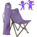 Bag The Joy Kids Ahşap Katlanır Kamp Sandalyesi |Bahçe, Piknik, Balkon | Çantalı - Antrasit -Mor