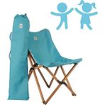 Bag The Joy Kids Ahşap Katlanır Kamp Sandalyesi | Bahçe, Piknik, Balkon | Çantalı - Turkuaz
